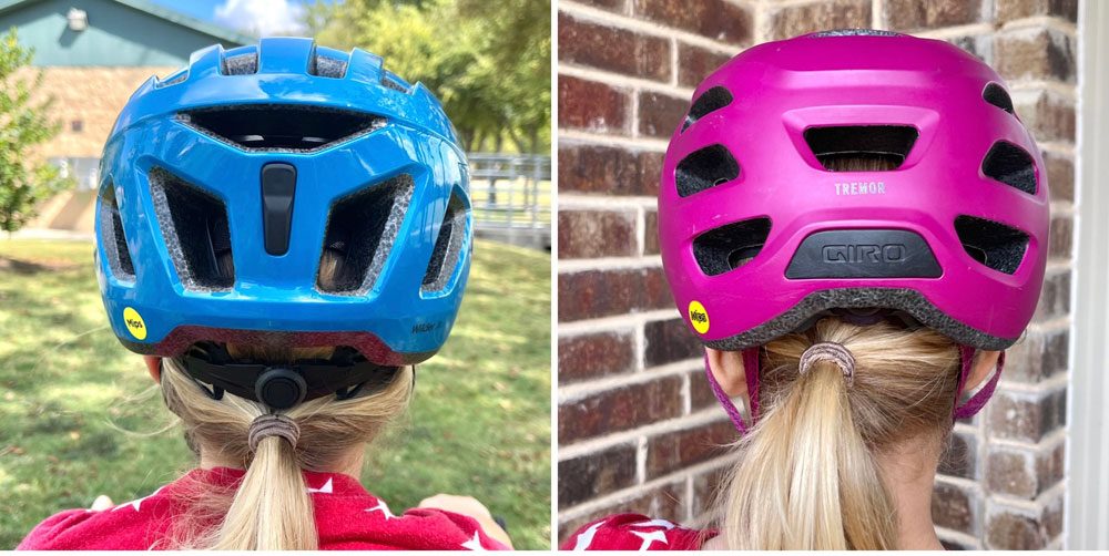 Side by side comparison of rear coverage of Smith Wilder Jr and Giro Tremor Child