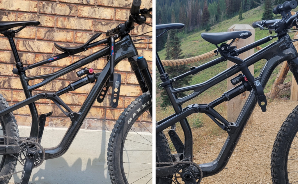 Comparison photo of the Mac Ride and Shotgun Pro Bike Seat
