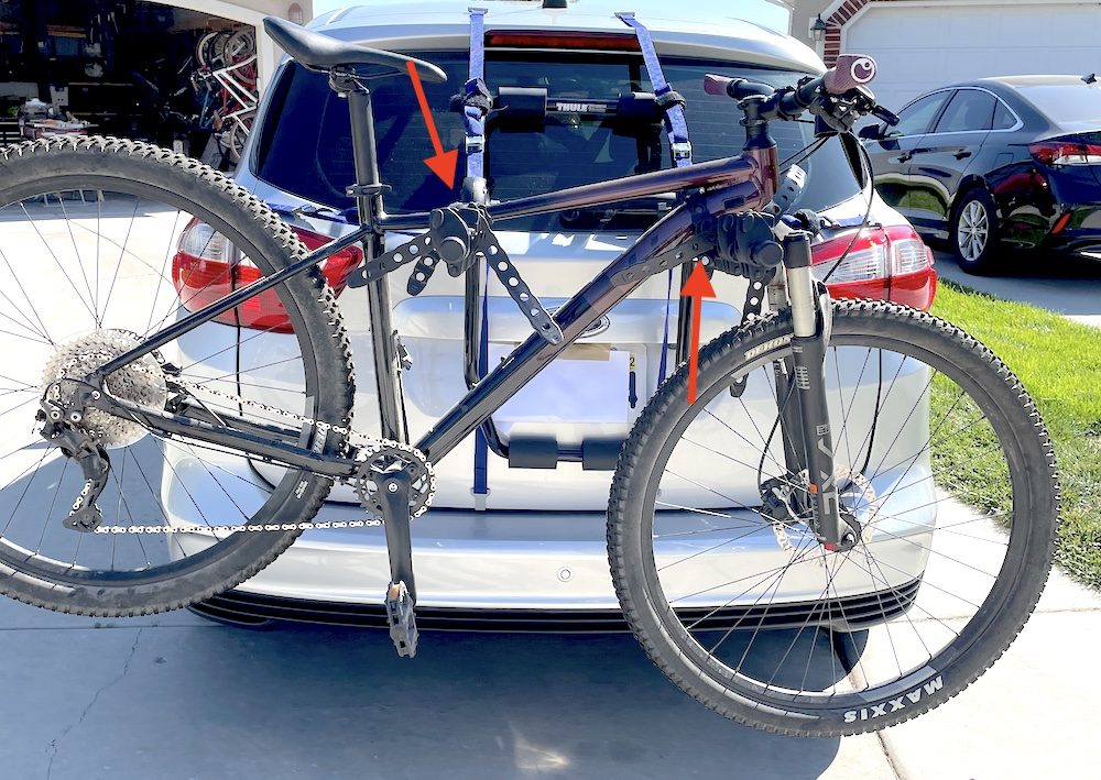 Liv Tempt mounted onto the Thule Passage trunk bike rack