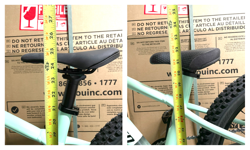 differences in seat post height on the specialized riprock with shorter seat post