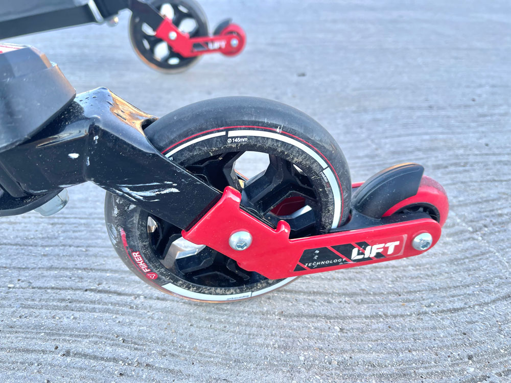 Rear wheel of Y Fliker lift, with mini wheel on back