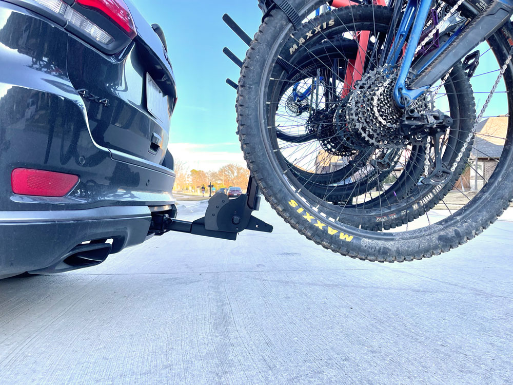 Plenty of ground clearance with the Yakima HangTight mounted on a high hitch vehicle