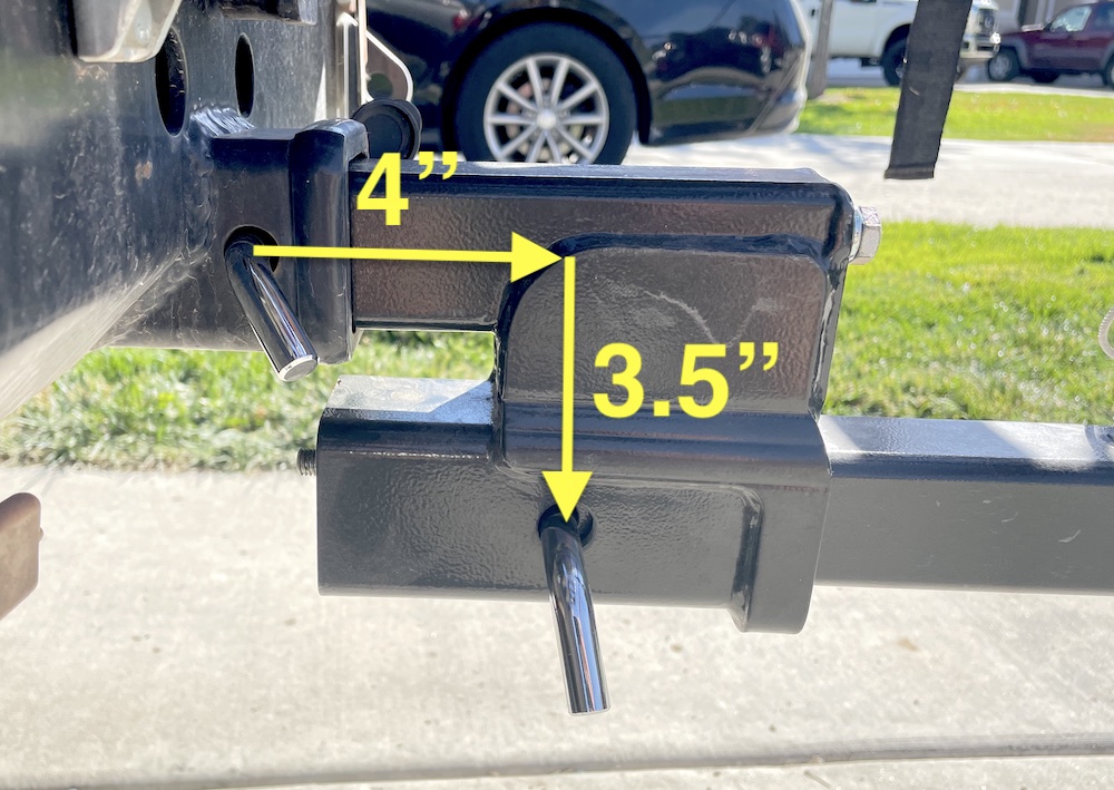 Hitch lowering adapter installed on the Velocirax.