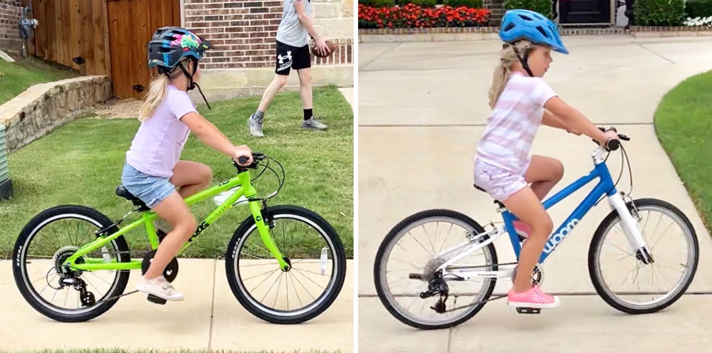 Comparison of Frog 52 and woom 4, showing less less extension on the Frog 52 at the low stroke