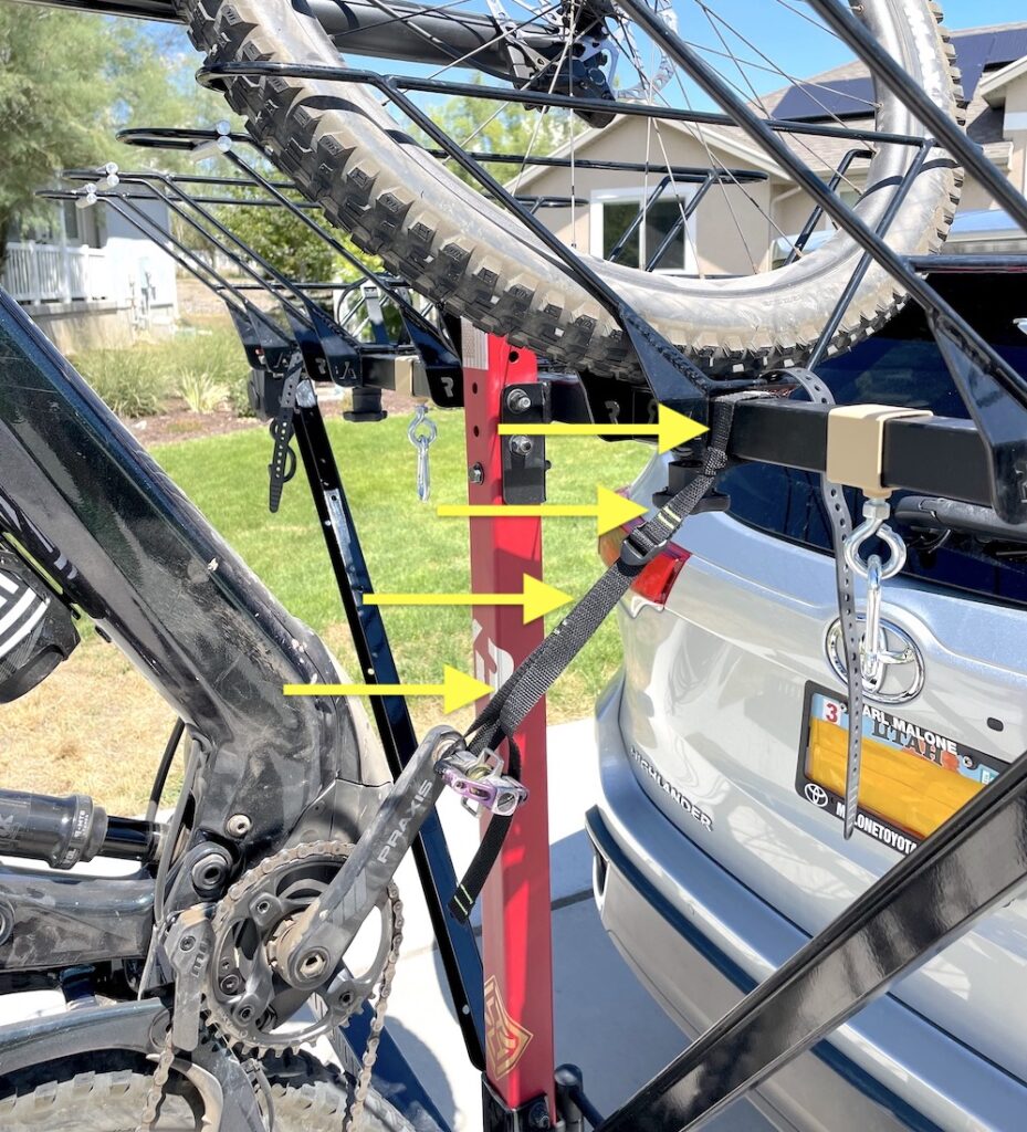 ebike strap of the Alta running from top bar to pedal
