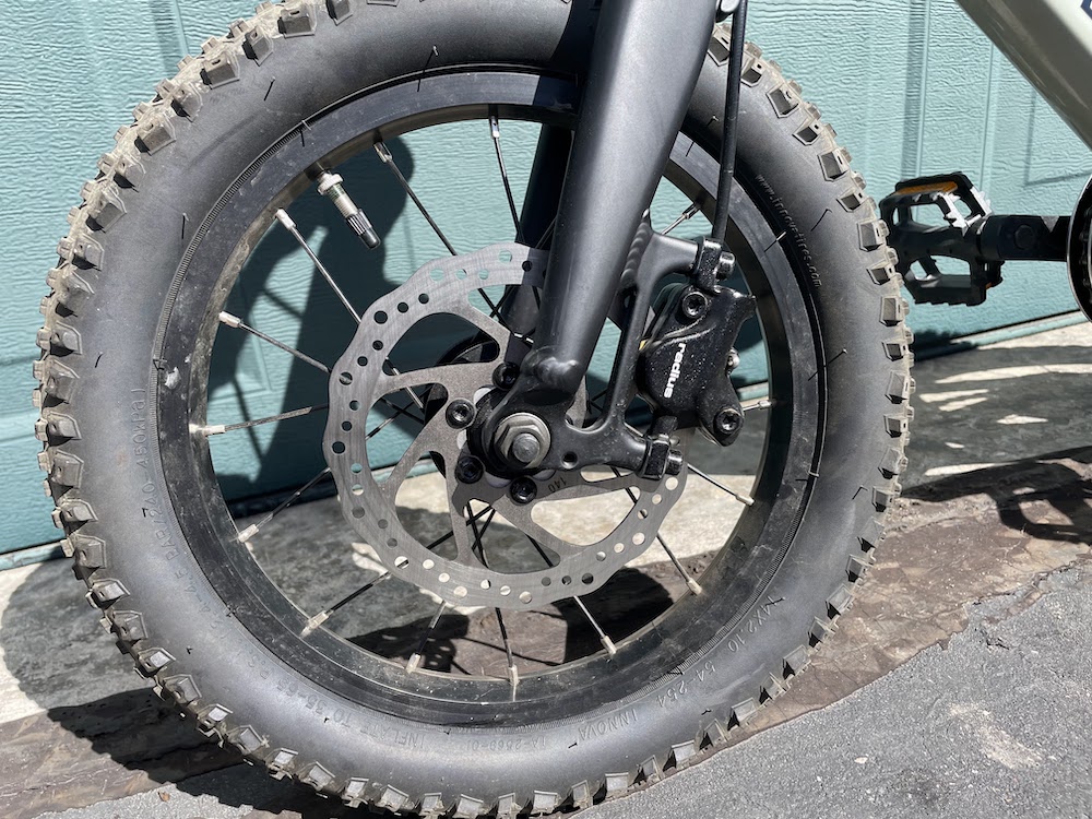 Disc brake rotor on front wheel of Prevelo Zulu One