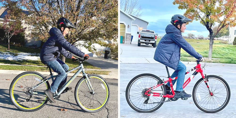 Young rider testing out the Guardian 26 and Guardian 24 kids bikes