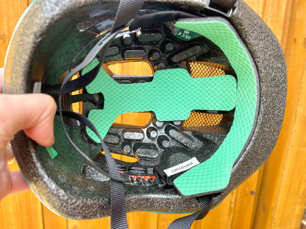 Padding on interior of Lazer Nutz helmet
