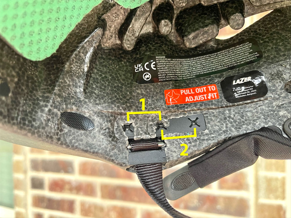 Three holes in the interior sides of the Lazer Nutz are part of the adjustment system