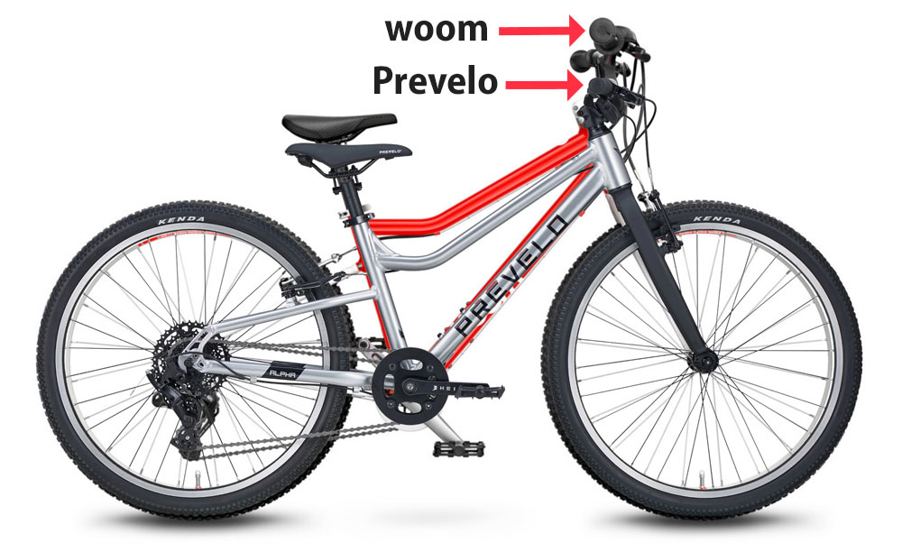 overlay image of Prevelo and woom 24" bikes to show difference in geometry