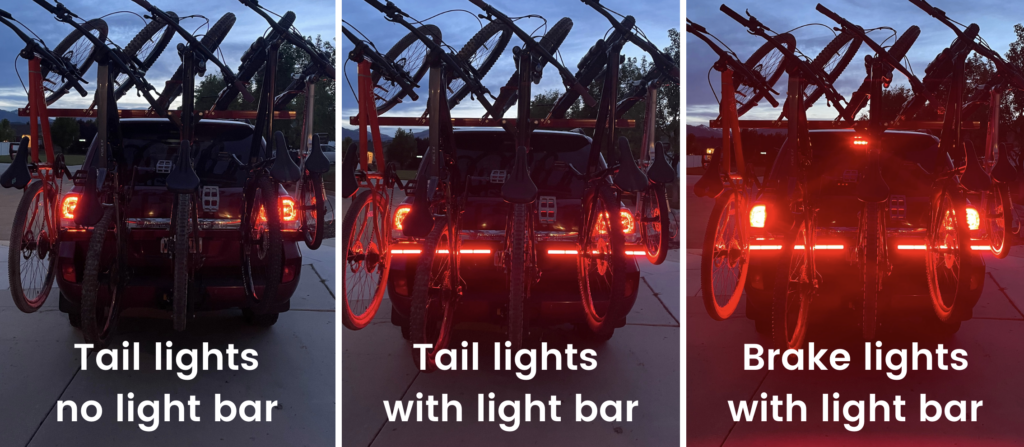 image showing the difference between a VelociRAX with and without a light bar attached