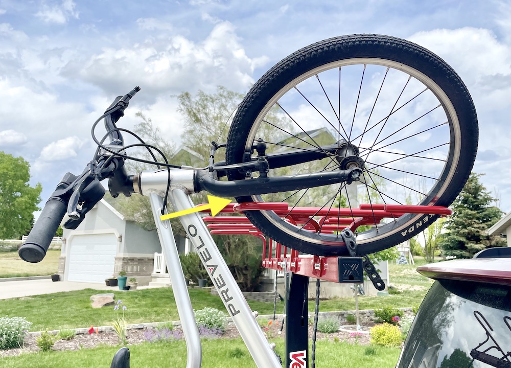 20 inch bike loaded on the VelociRAX via their small wheel basket