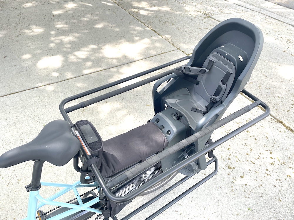 Rear seating on the Xtracycle Swoop, burley dash and magiccarpet