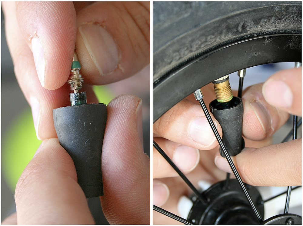 Reinserting bike valve core on bicycle