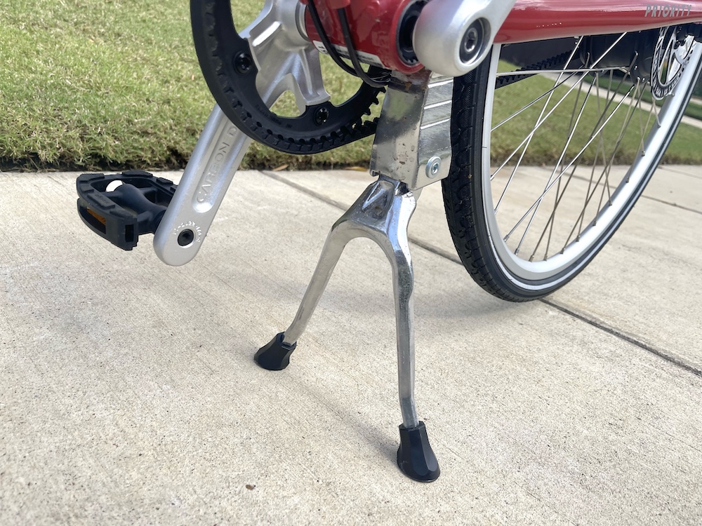 Double legged kick stand on the Priority Turi