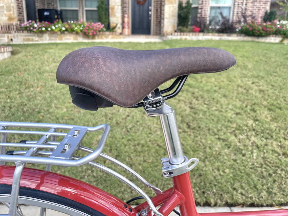 Padded leather saddle on rails, Priority Turi