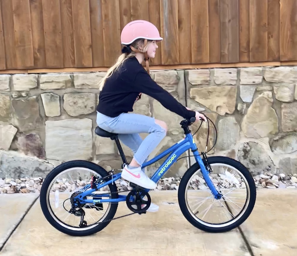 54" tall rider on the Retrospec Dart 20 set at the maximum seat height