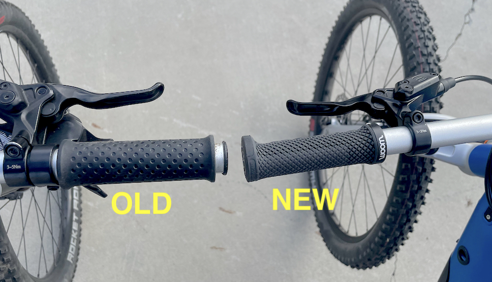 woom up grips as compared to wider grips on the older model