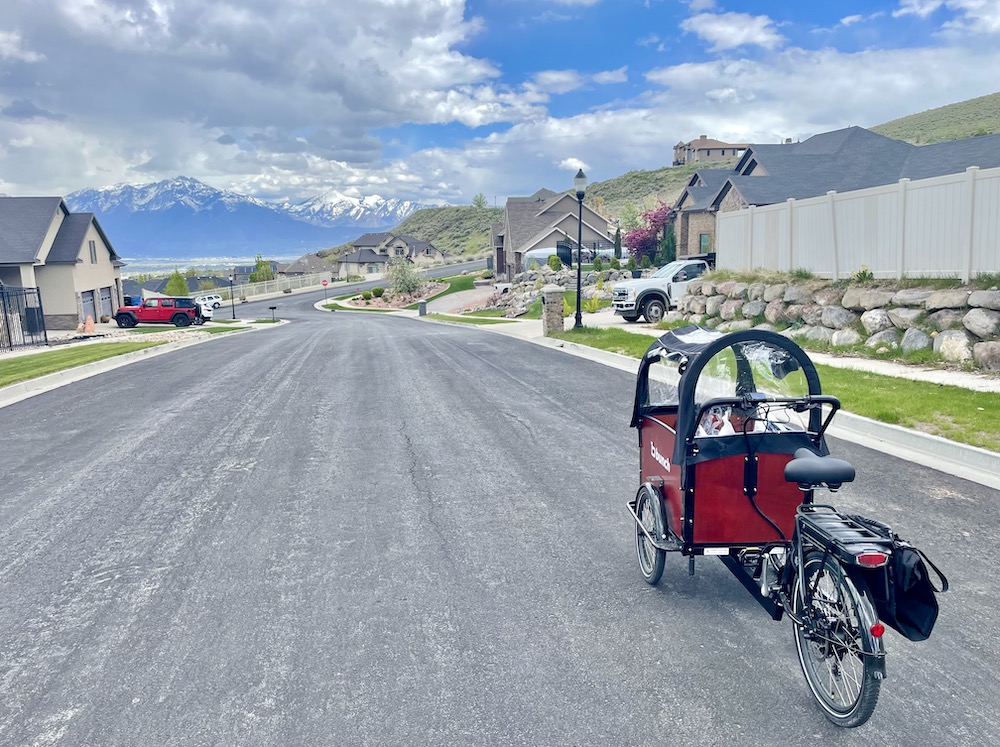 Bunch Bike being ridden in a hilly neighborhood