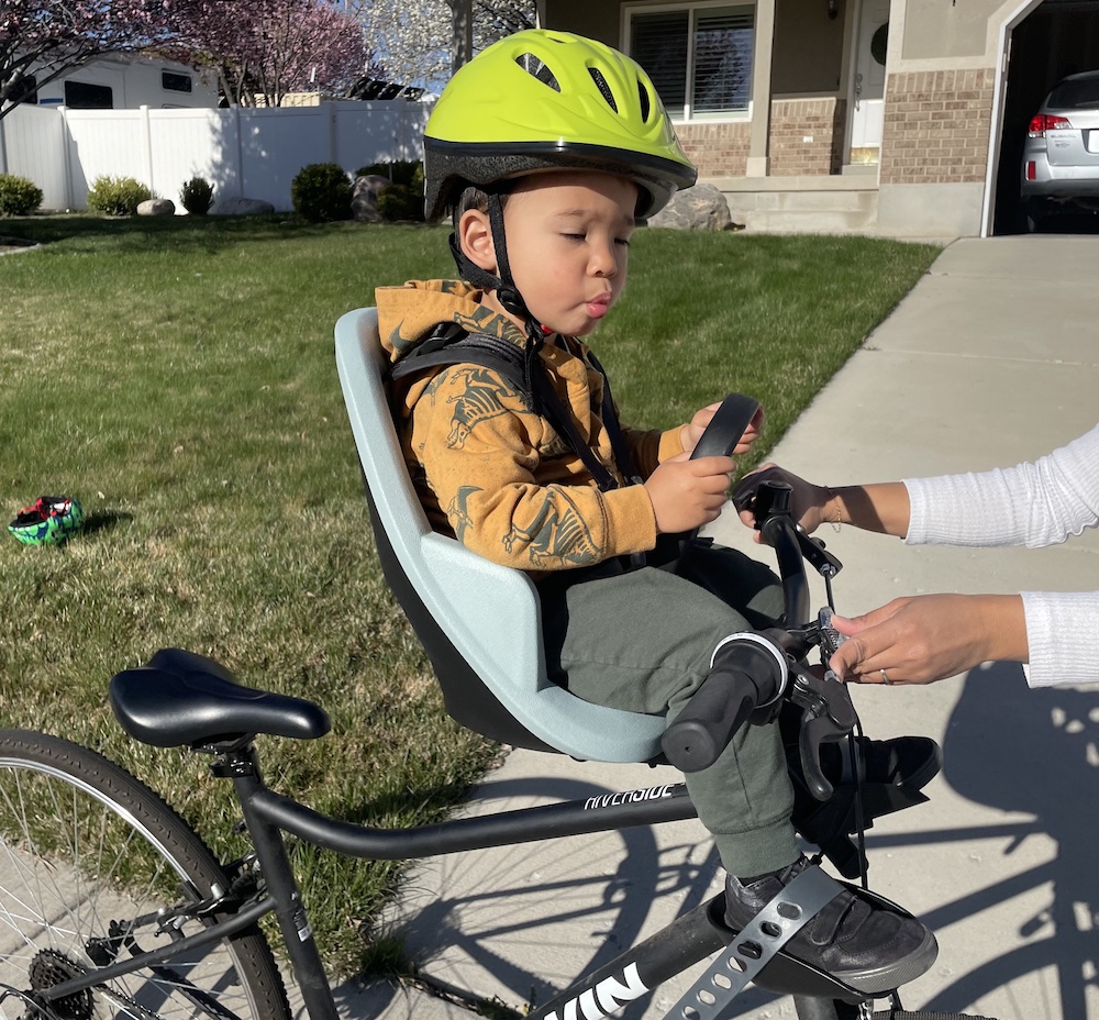 2 year old in the Thule Yepp Mini 2 child bike seat