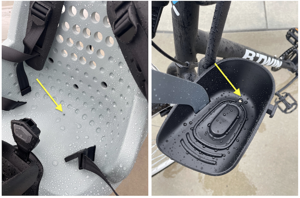 Drainage holes on the Thule yepp Mini seat