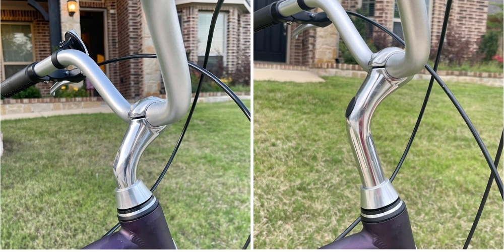 Collage showing low and high settings for stem of Electra Townie