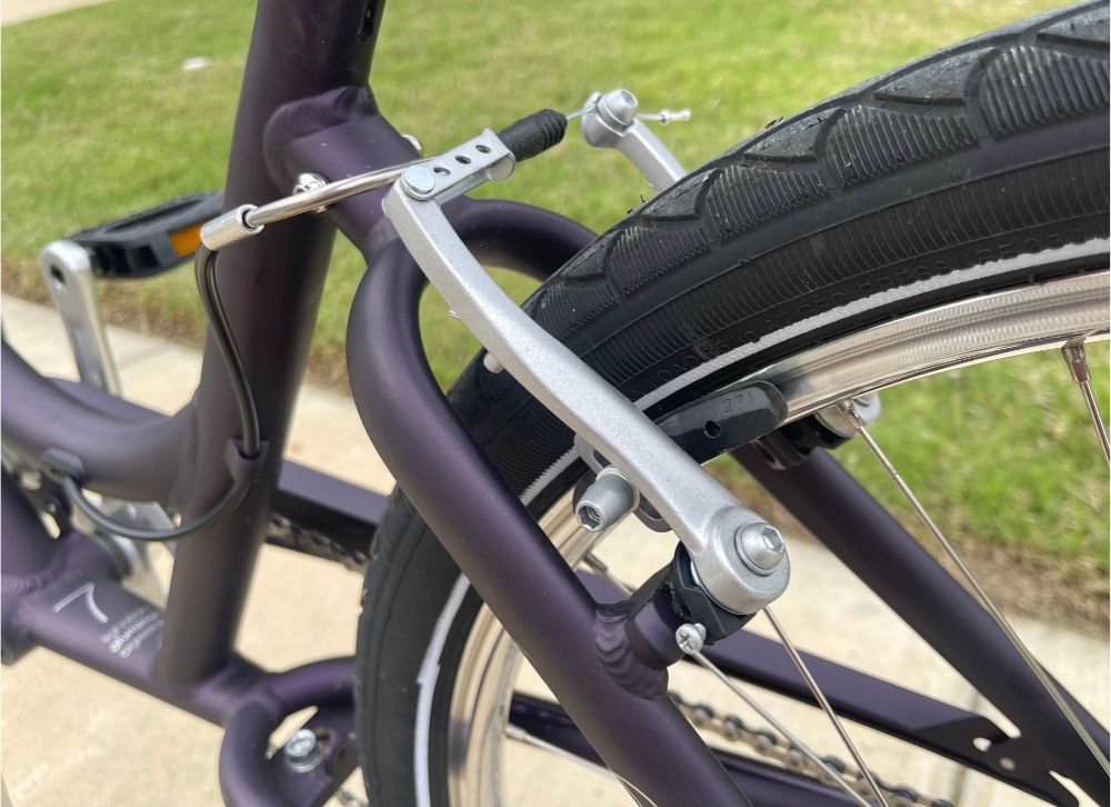 V-brake on rear wheel of Electra Townie