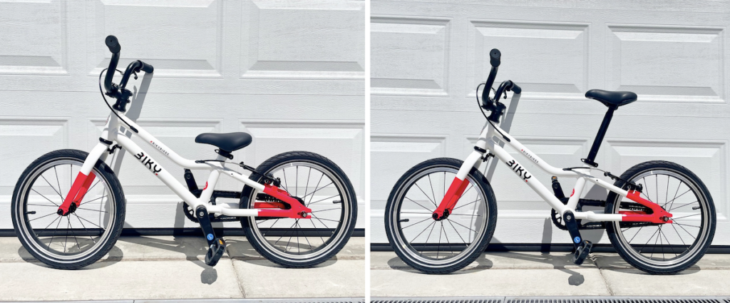 Minimum and maximum seat height on the Biky 16