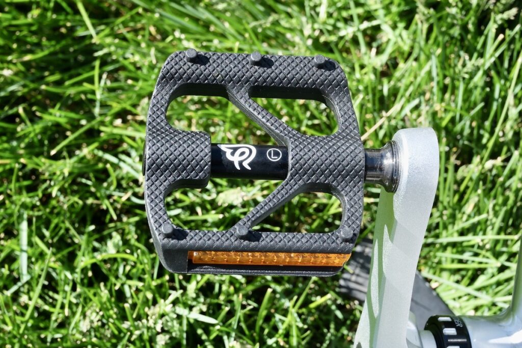 close up image of the resin pedal of an Early Rider Belter 16