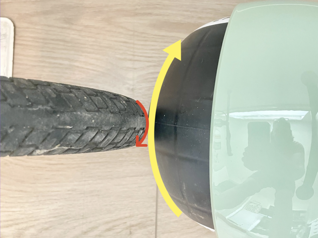 Difference in tire contact patch between a balance bike tire and the Velio tire