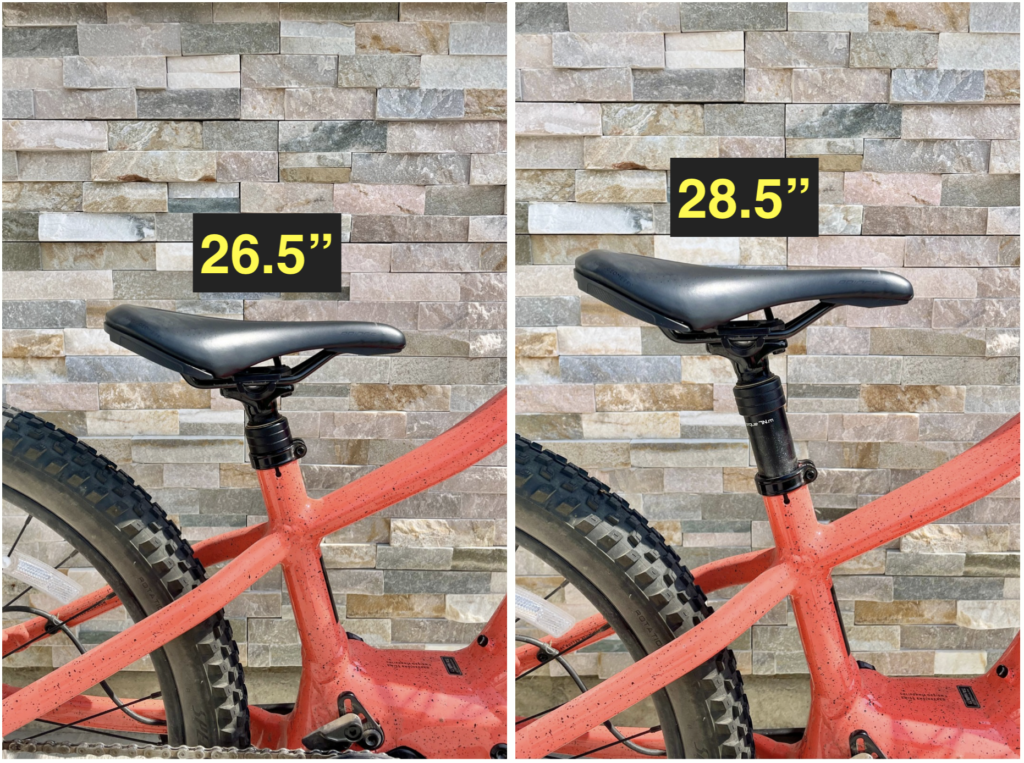 image of the minimum and maximum seat height without the dropper