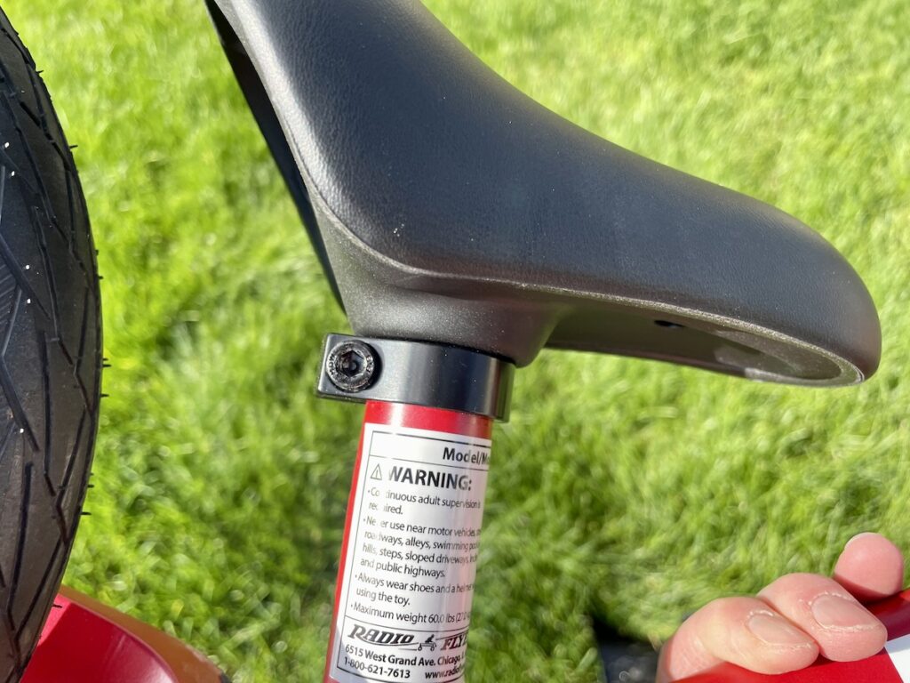 non-quick release seat post clamp on the Radio Flyer Ultra Lite