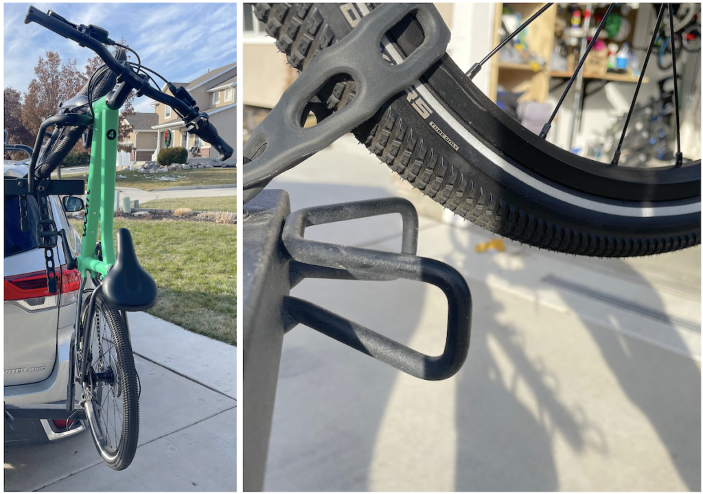 20 inch bike loaded onto the thule revert rack with adaptor