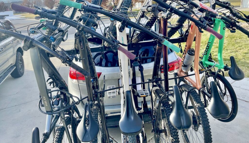 bike lock cable threaded through bike frames