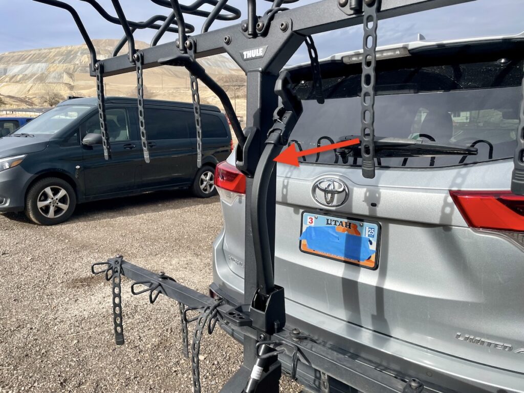 Folded bike repair stand on the Thule ReVert