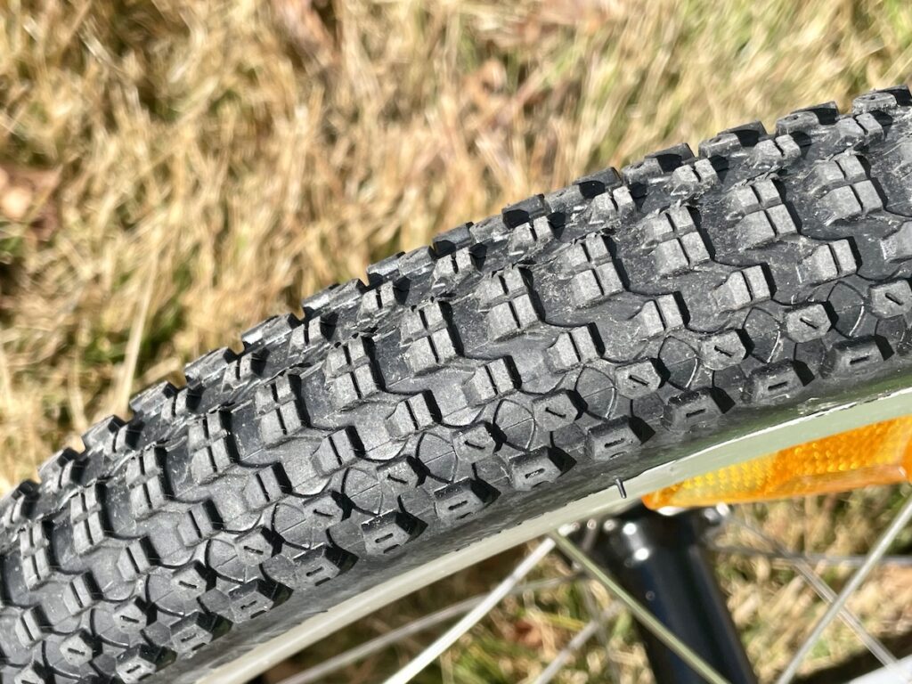 knobby tires on the base bikes, kenda small block 8