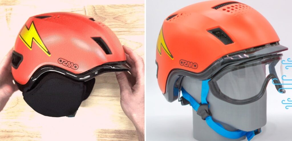 image of ear muffs for the Ozmo and optional flippable face shield

