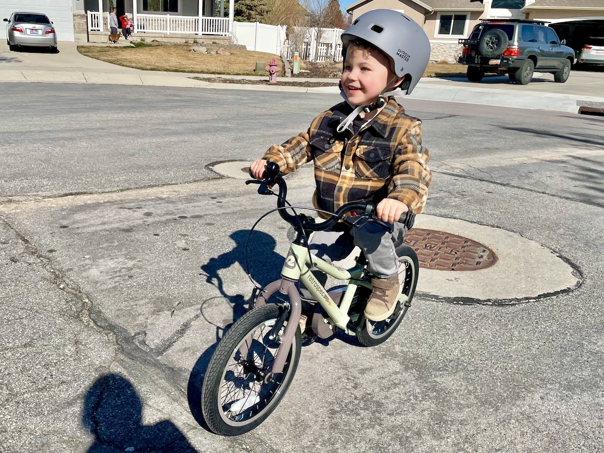retrospec koda plus 16” ridden by a 3 year old