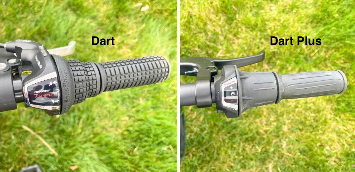 retrospec Dart vs. Dart Plus Shimano grip shifter