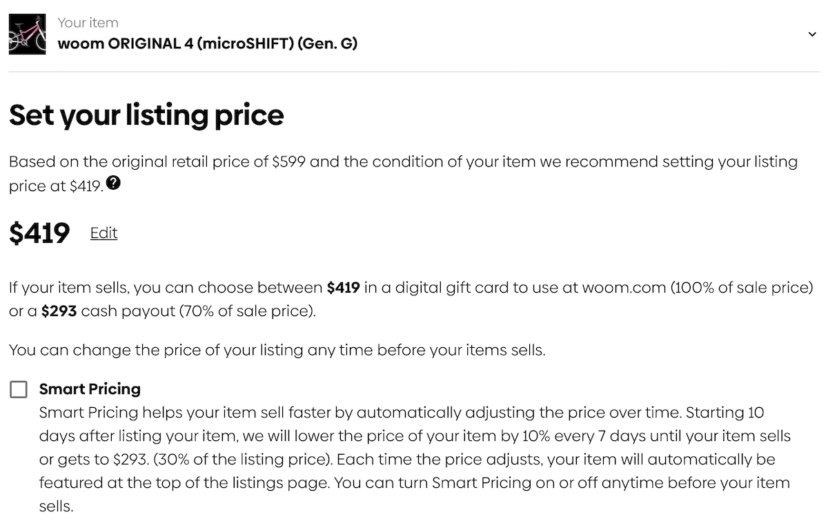 woom exchange example