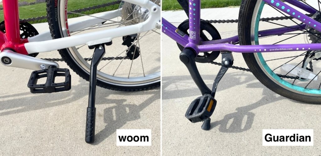 kickstand on the woom vs. the guardian