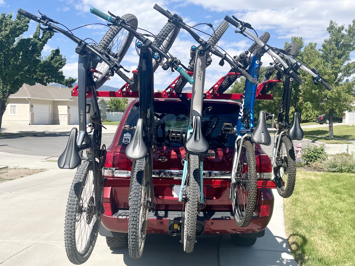 velocirax max 5x rack loaded with ebikes and 20” bike