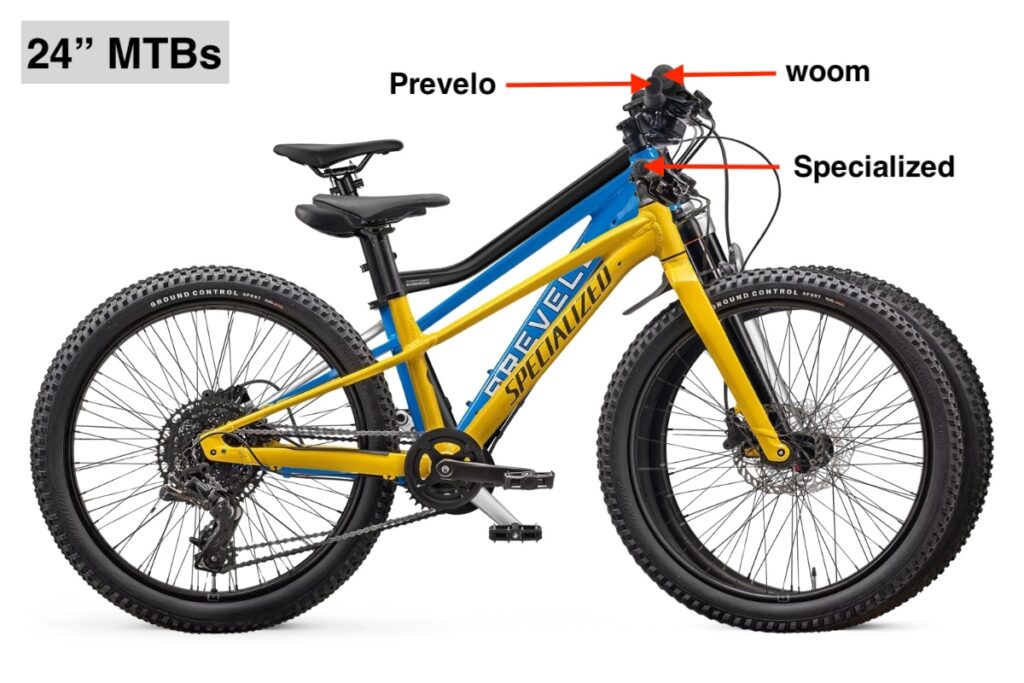 difference in 24” kids mountain bike geometry