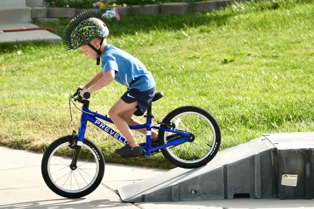 prevelo alpha two going down a ramp
