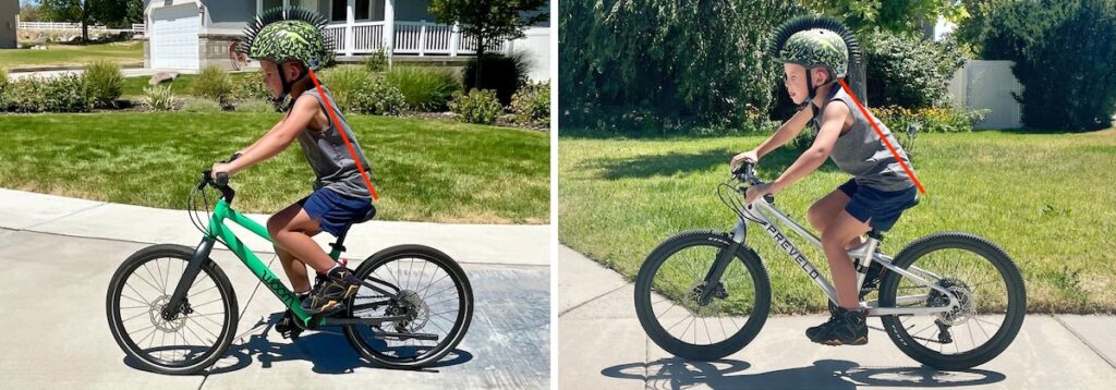 comparison of geometry of prevelo alpha three and woom EXPLORE 4