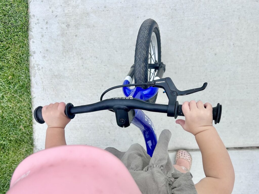 prevelo balance bike with small toddler