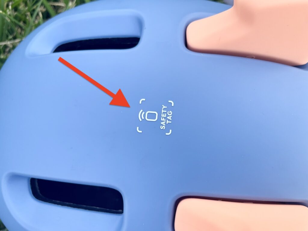 unit 1 sparky safety ID tag on top of helmet