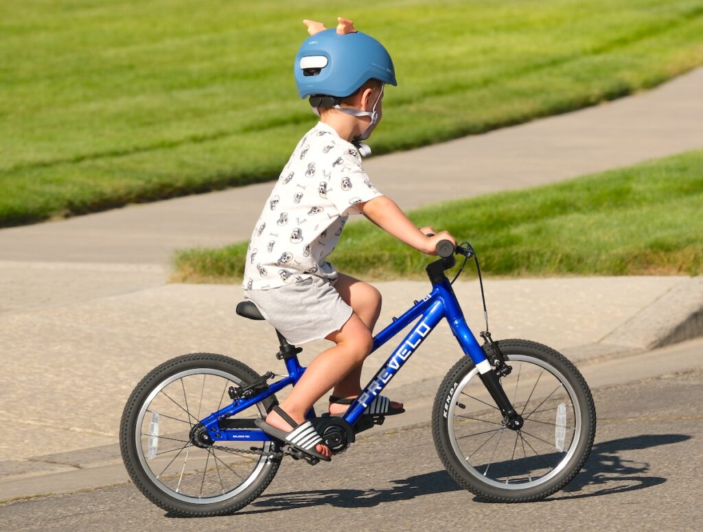 unit 1 sparky kids helmet ridden by a 4 year old